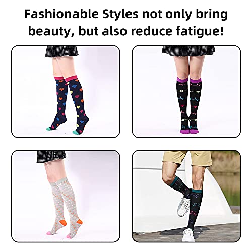 Calcetines de compresión para mujeres y hombres, 7 pares de medias de compresión médicas 15-20 mmHg Calcetines de sujeción coloridos para deportes, venas varicosas, correr, ciclismo, senderismo - imagen 4