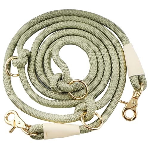 8.5 ft Nylon Rope Hands Free Dog Leash for Running Small Medium Large Dogs Waist Leash for Dog Walking Adjustable Crossbody Shoulder Lead (Army Green 8.5FT x 10mm)