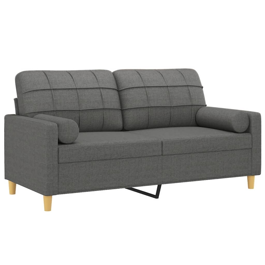 Divano a 2 posti con cuscino decorativo, grigio scuro, 140 cm, in tessuto, per soggiorno, camera da letto, camera degli ospiti