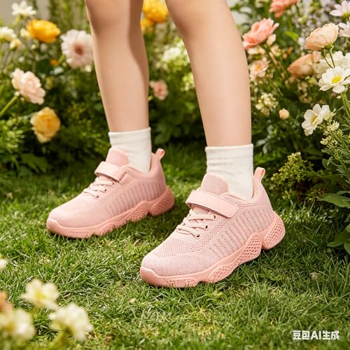 Image of Hetios Kids Shoes Girls Lightweight Athletic Running Shoes Breathable Knit School Sports Shoes (Toddler /Little Kid /Big Kid)