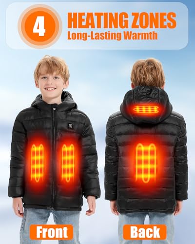 Kids Heated Jacket - Boys and Girls Heating Jackets Hoodie Coat With Battery Pack Heated Clothing for Skiing2