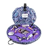Lay-n-Go Cosmo Drawstring Cosmetic & Makeup Bag Organizer, Toiletry Bag for Travel, Gifts, and Daily Use, 20 inch, Purple Paisley