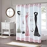 D DS CURTAIN Haute Pink Polyester Printed Waterproof Fabric Shower Curtain for Bathroom,72' W x 72'...