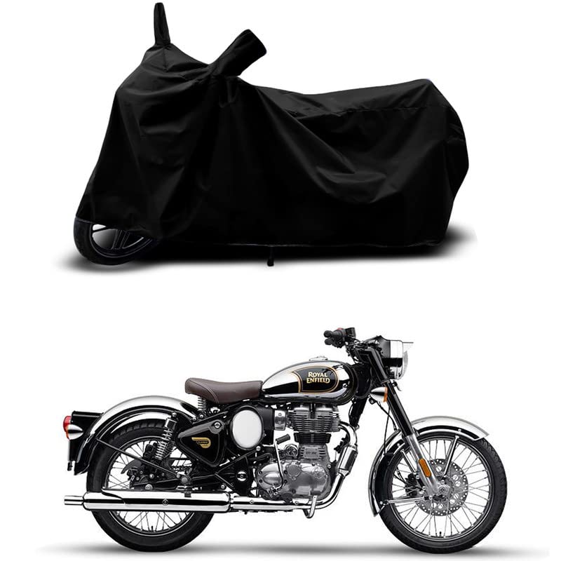 Image of 100% Scratchproof /UV-Rays /Heat Protection /Birds Dropping /Water Resistant /Dust Proof /Waterproof /Full Bike Scooty Two Wheeler Body Cover Compatible for Classic 350 Chrome All Varients[Black]