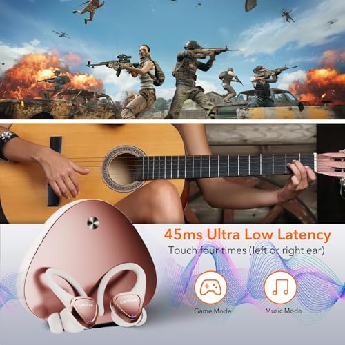 comiso Bluetooth 5.3 Wireless Bluetooth Earbuds with Noise Cancelling Mic, Wireless Ear Buds Over Ear Build in ENC, Earphones 60H Playing Time with Charging case, Comfortable Sport Earhooks - Thumbnail 6