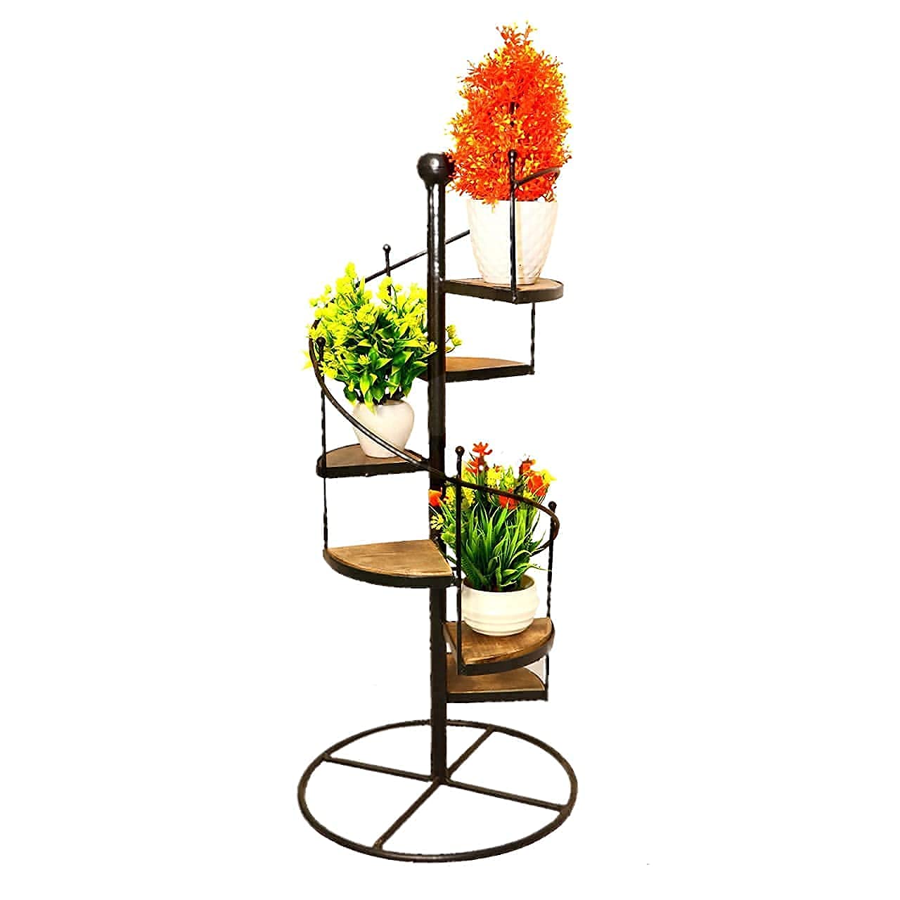 MarkOn Wrought Iron Planter for Balcony & Indoor , Spiral Stair Shape Flower Pot , Vase stand for Outdoor, Home Decoration | Multi Tier Plant Stand (Black)-image-33