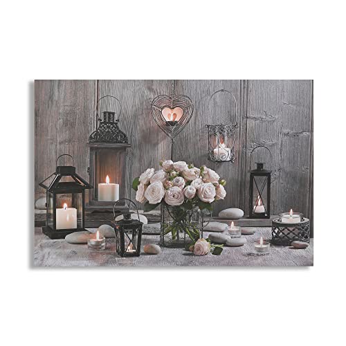 Art for the Home Toile à LED Cosy Cottage 60 x 90cm Gris, beige | Decoration Murale, Decoration Salon