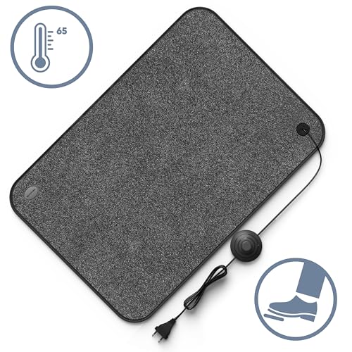 Björn&Schiller elektrischer Heizteppich mit Fußschalter, Heizmatte Fussboden, 75 Watt, Wärme für Füße, 40x60 cm, beheizbare Fußmatte für Büro und zu Hause, 210cm Kabel