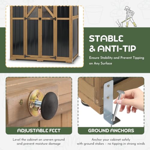 Image of Extra Large Outdoor Storage Cabinet Weatherproof, Garden Shed with Shelves