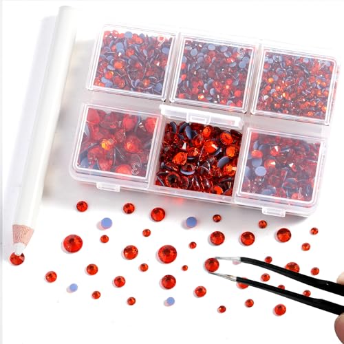 Image of BEADSLAND Hotfix Rhinestones, 4000 PCS Orange Rhinestones for Clothes Crafts Mixed 6 Sizes with Wax Pencil and Tweezers Kit, SS6-SS30, Hyacinth