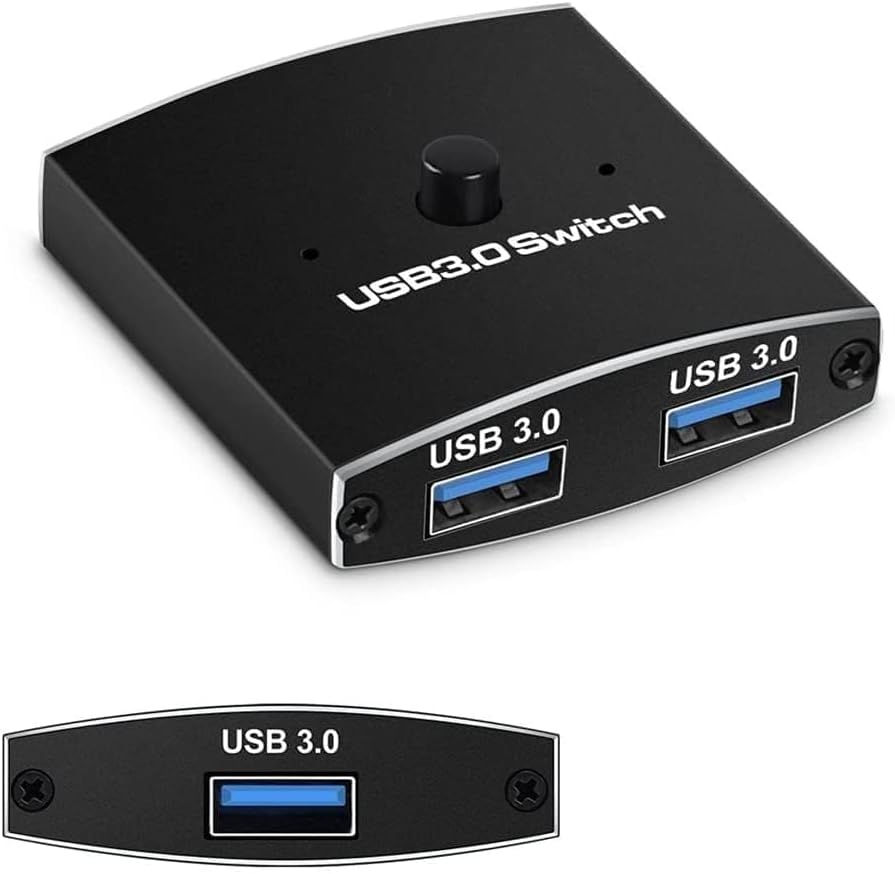 USB 3.0 Switch 2 Port, KVM Switch, Bi-Directional USB Switcher, USB Switcher Box Hub for 2 Computers Share Keyboard Mouse Scanner Printer (2 IN 1 OUT / 1 IN 2 OUT)