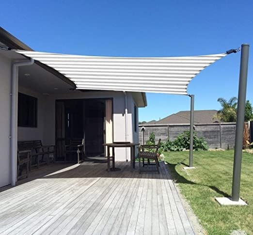 Miniatura 2 de SUNNY GUARD Vela de Sombra Solar 10' x 13' Rectangular Gris-Blanco Bloqueo UV Parasol para Patio Trasero Jardín Terraza Patio Jardín Actividades al