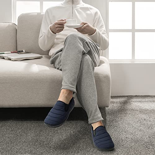 Dream Pairs Men's Water-Resistant Winter Warm Slippers, Slip-On Indoor Outdoor Machine Washable House Shoes, Dsl217M, Dark/Blue, Size 11 #TOP4