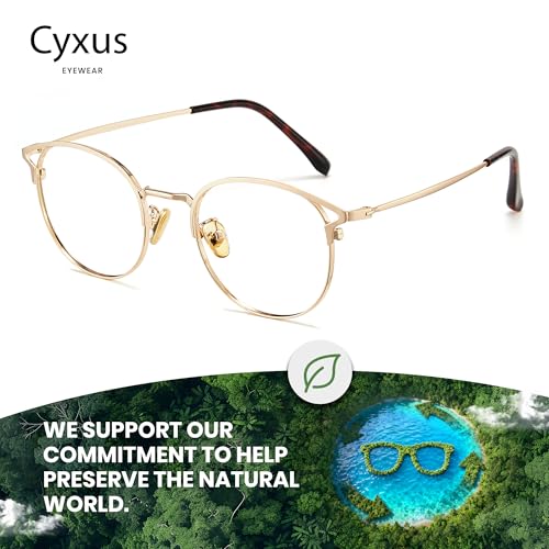 Image of Cyxus Blue Light Blocking Glasses Round Metal Frame Computer Glasses | Blue light blocking glasses featuring round metal frame, comfortable fit and versatile use for work, study and entertainment