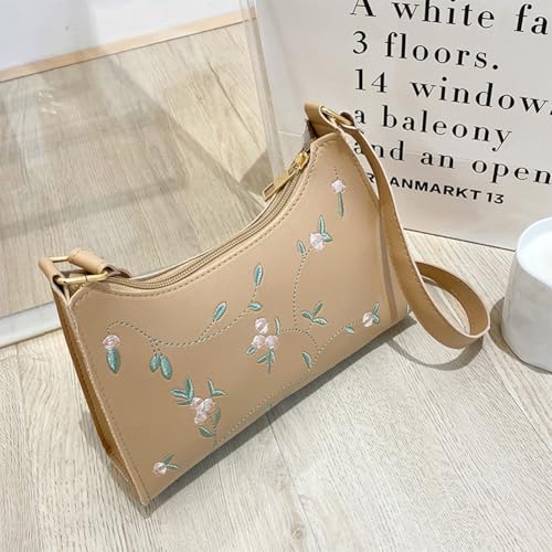 Shoulder Bag for Women PU Large Capacity Embroider Handbag Portable Underarm Square Bag Crossbody Bags Handbags4