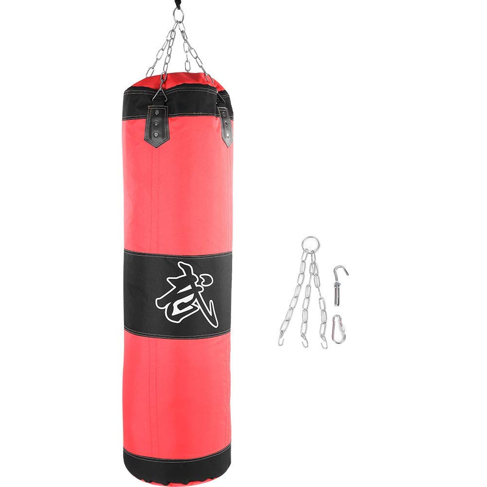 Bnineteenteam Heavy Punching Bag,Training Boxing Bag with Chain for Adults Men Women(Empty) (120cm-Red) Martial Arts Sport Equipment
