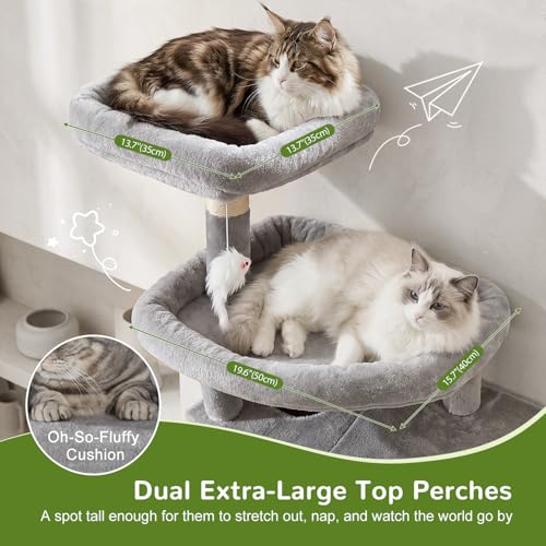 Image of Globlazer 81in Cat Tree for Large Cats, Extra Tall Tower, F81H, Light Grey