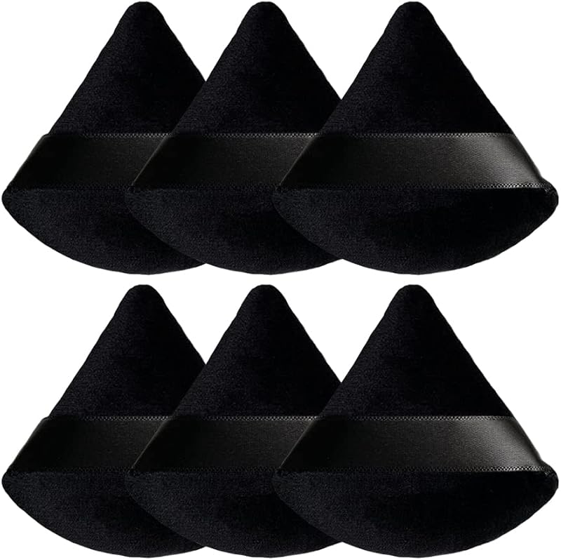 Puffs triangulares pretos para pó de maquiagem ZAYOIZY, 6 unidades