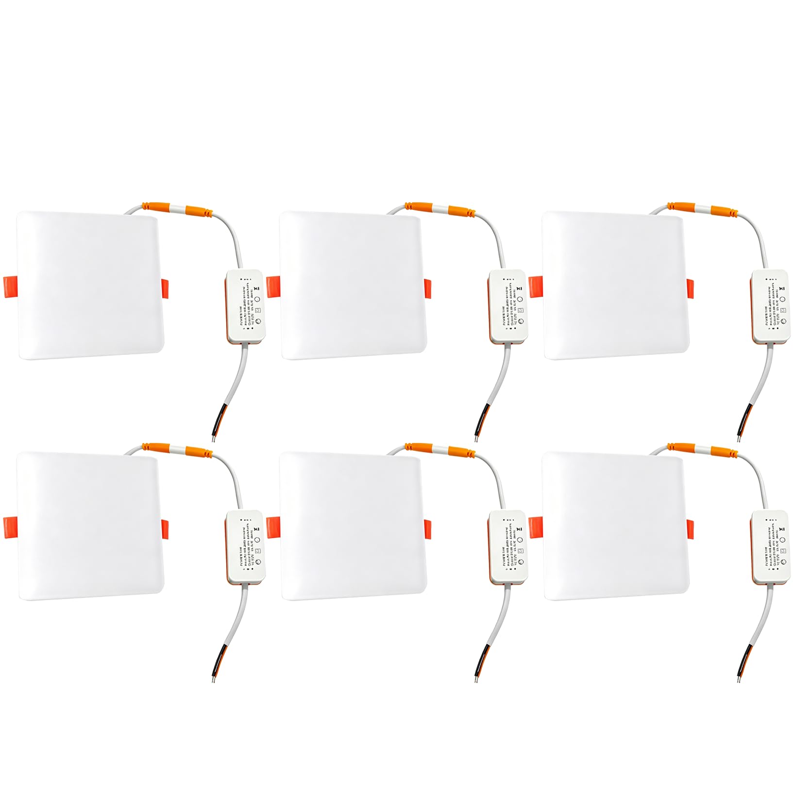 VOGHMOLD 9W Square LED Recessed Light, 720LM Frameless Downlight AC85-265V Spotlights Cut Φ45-70mm Ceiling Lighting for Office Living Room, 6 Pack