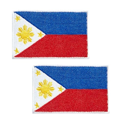 JBSJBS Philippines Flag Embroidered Patches Filipino Flags Patch Philippines Military Tactical Patch Team Logo Decorations(2Pack)