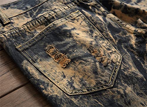 Pantalones vaqueros rectos rasgados para hombre miniatura 3