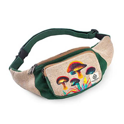 Freakmandu Bolsa de cintura unissex de cânhamo – Bolsa de cintura de quadril bolsa de cinto para dinheiro, estilo boêmio, hippie, bolsas de cintura feitas à mão para caminhadas, corrida, corrida,