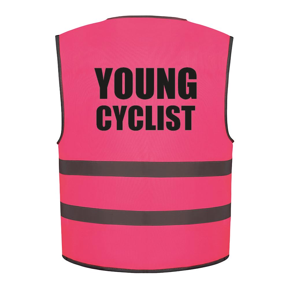 Brook Hi Vis Uk Pink Brook Hi Vis Young Cyclist Kids Hi Vis Vest Children's High Visibility Reflective Safety Waistcoat School Road Safe Bike Biking Cycling, Add Child's Name To The Front, Personalised