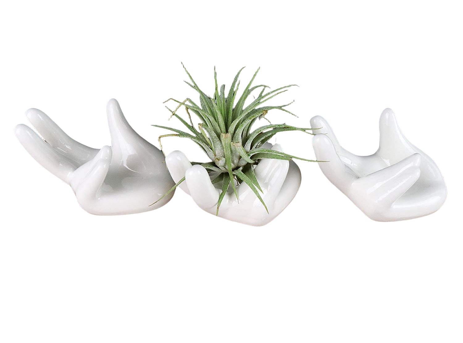 ourhommie Air Plant Holder Cute Ceramic Airplants Tillandsia Succulent Display Container Pot Home Decor for Desk Table Shelf (3pc)