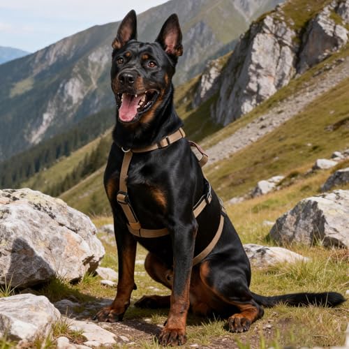 Ledeak Hundegeschirr Ausbruchsicher, Anti Zug Sicherheitsgeschirr Hund, Verstellbare Brustgeschirr mit Gepolstertem Griff, Ausbruchsicheres Geschirr für Hunde Training & Spazieren (Khaki, XL)