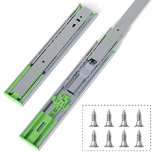 IURRDOP 2 Pairs 10 inch Soft Close Drawer Slides Side Mount, 3 fold Full Extension Ball Bearing Drawer Runners, self Closing Heavy Duty Drawer Glide Rails for Kitchen Cabinet, Tool Box