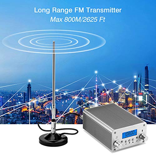 image for FM Broadcast Transmitter, Elikliv 15W LCD PLL Wireless Radio Stereo Br