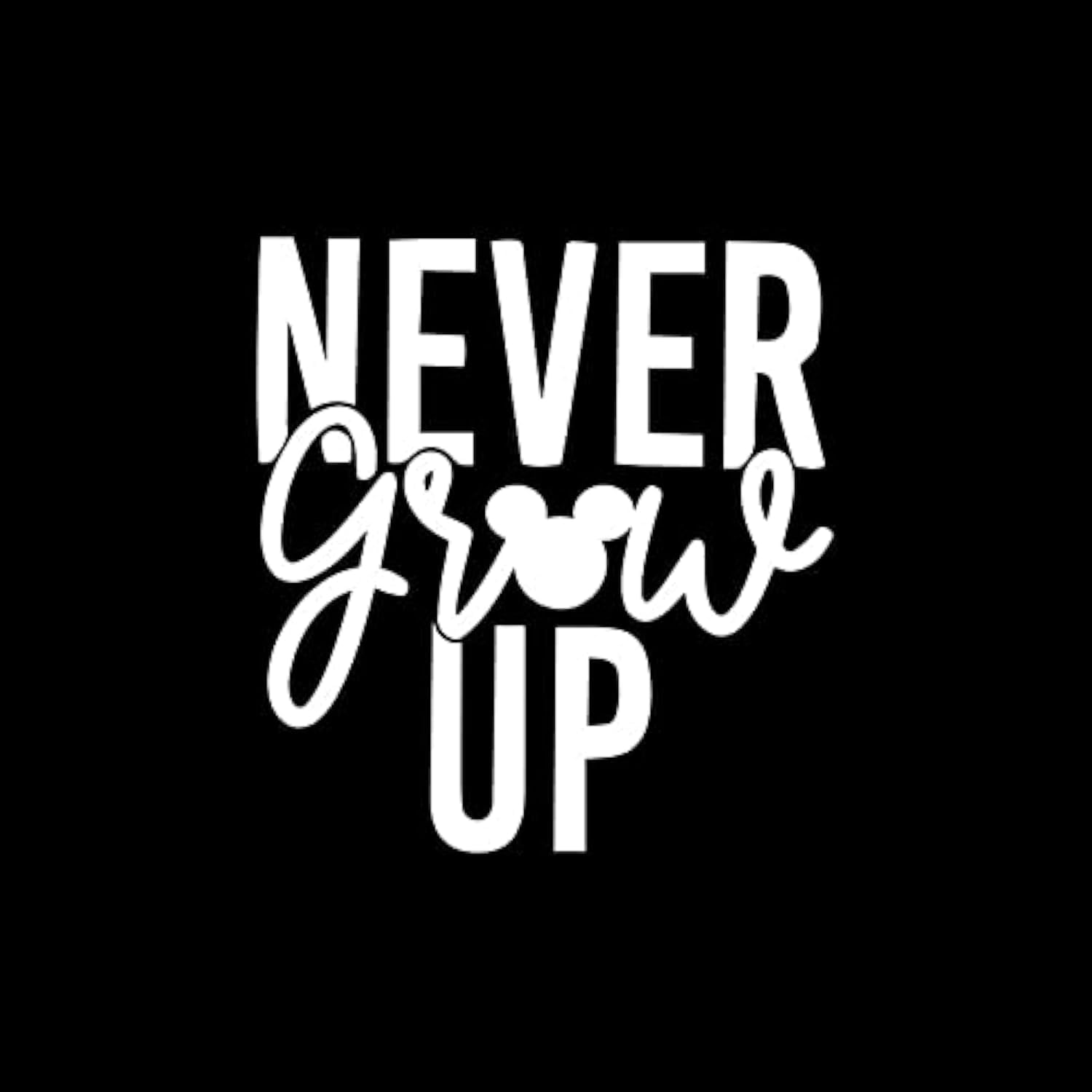 Sticker Mickey Ears Never Grow Up blanc pour personnaliser un mur lisse