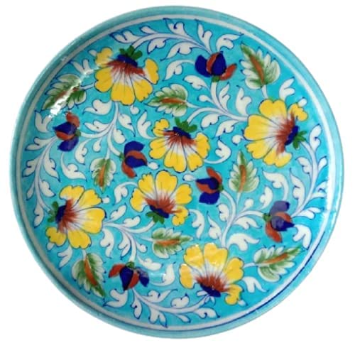 Potterywalaz Blue Pottery Ceramic Decorative Wall Hanging Handmade Plate (PTN7) (Large)-picture-31
