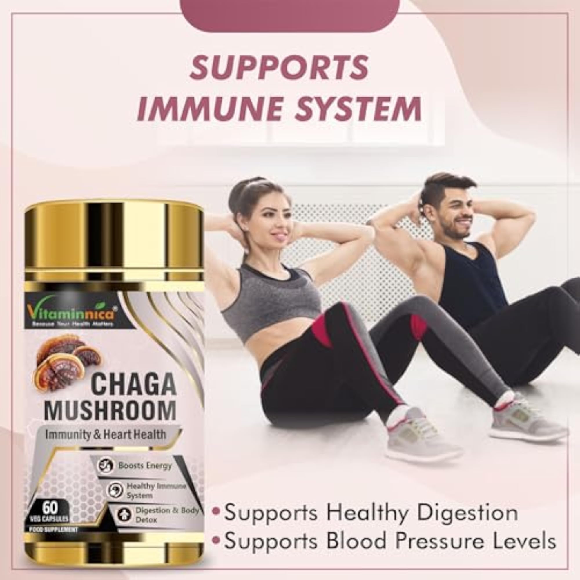 Chaga Mushroom Capsules, Natural Antioxidant Support