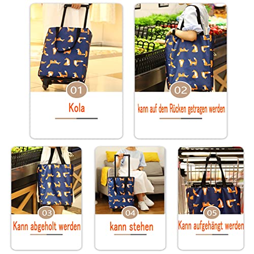 ROEWIAM Einkaufstrolley Einkaufstrolley mit 4 Rädern Zusammenklappbarer Einkaufswagen mit großer Tasche 20kg, 21L… – Bild 6