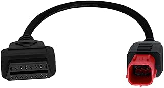 AMHTDOL Obd2 Adapter Cable for Moto Guzzi Kawasaki Suzuki Motorcycle 6 Pin OBD Diagnostic Cable,for Yamaha KTM 6 Pin Obd1 to Obd2 Adapter Connector,Fits CAN Bus and K-Line,Work with OBD 1 Code Reader
