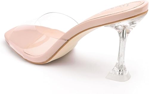 Miniatura 7 de vivianly - Sandalias de vestir transparentes para mujer con punta abierta, sin talón, tacón aguja alto y transparente