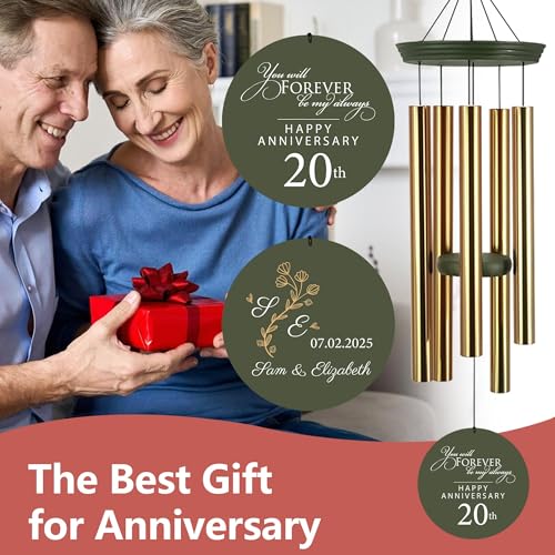Image of ASTARIN 20th Tree of Life Wind Chimes, Personalized Wind Chimes for Cople Women Men, Couple Gifts for Keepsake, Deep Tone Windchime Romantic Gift