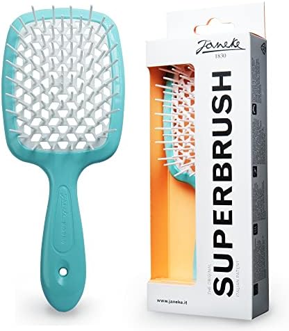 Janeke Superbrush Detangler Brush Anti-static Hairbrush Easy For Wet or Dry Use Flexible with Nylon Bristle Great for All Hair Types - Long Thick Curly -The Original Italian Patent (Tiffany)