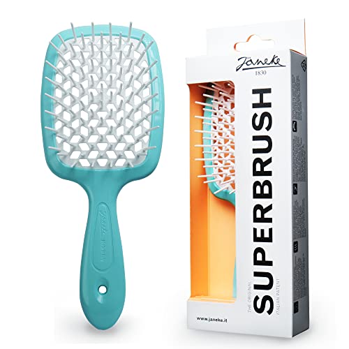 Janeke Superbrush Detangler Brush Anti-Static Hairbrush Easy For Wet Or Dry Use Flexible With Nylon Bristle Great For All Hair Types - Long Thick Curly -The Original Italian Patent (Tiffany) #TOP22
