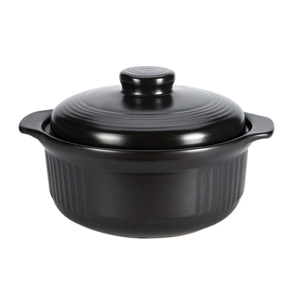 METTEOR Clay Stew Pot Ceramic Casserole - High Temperature Resistance Energy Saving Uniform Heating 2l Capacity zwart_2l