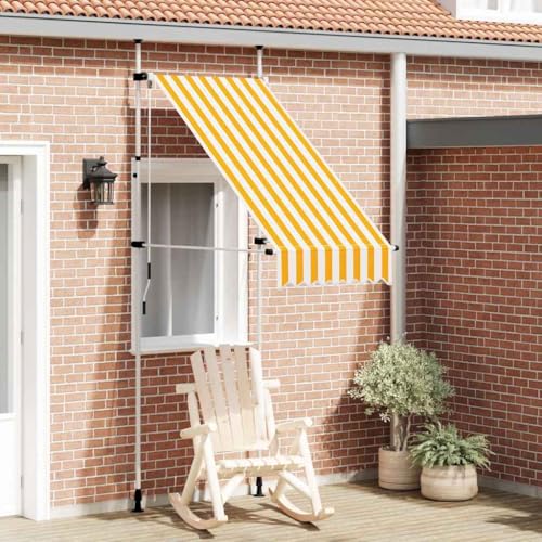 Auvent manuel rétractable 100 cm à rayures orange et blanches pour balcon