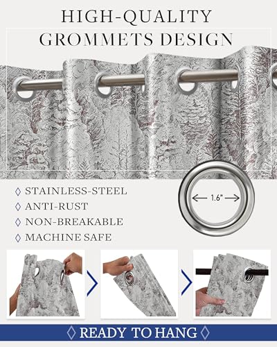 Image of Cloth Fusion Printed 100% Blackout Window Curtains 5 Feet Long Set of 2