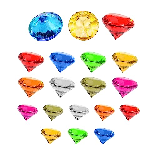 PFLYPF 16 diamantes de cristal, 3 cm, 4 cm, diamantes de colores, piedras de buceo, piedras de buceo, acrílico, tesoro pirata, accesorios para acuario