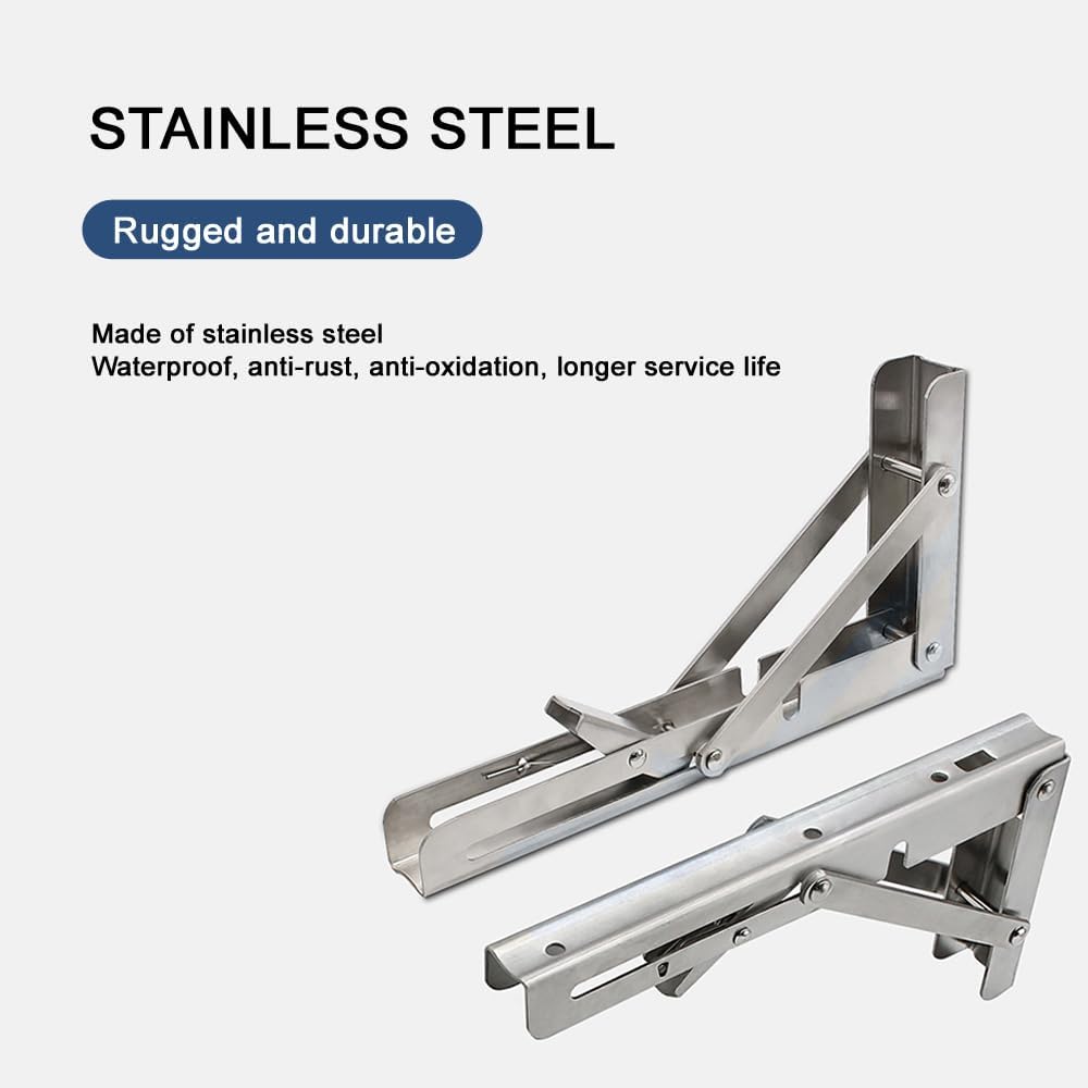 Foldable Stainless Steel Shelf Brackets - Save Space! -3 Foldable Stainless Steel Shelf Brackets - Save Space! -3