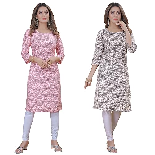 Image of Women's Multicolor Trendy Execlusive Crepe Kurta||Pack of 2 Kurta||Kurta for Women