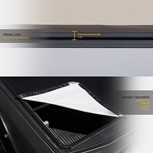 Stehlen 714937188471 Hidden Snap Tonneau Cover - Black For 2005-2015 Toyota Tacoma 5 Feet (60") Short Bed #TOP4