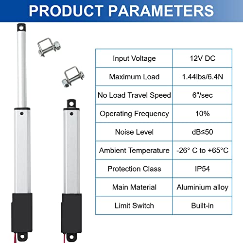 Jqdml Mini Micro Linear Actuator Metal Gear 12V, Stroke 4 Inch, Pushing Force 1.44 Lbs Speed 6"/Sec, Weight: 0.18Lbs, For Cabinets Robotics Home Automation And Toys (4 Inch, 1.44 Lbs) #TOP2