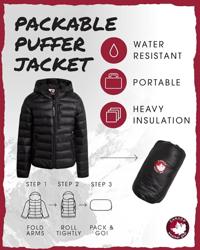 CANADA WEATHER GEAR Women's Puffer Jacket - Packable Bubble Coat, Water Resistant Outerwear Jackets for Women (XXS-M)2