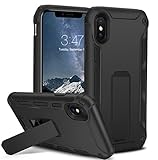 iPhone X Case/iPhone 10 Case Salawat Phone Holder Scratch Resistant Hard PC Armor Shockproof Protective Cover for iPhone X/iPhone 10 5.8inch with Kickstand(Black)